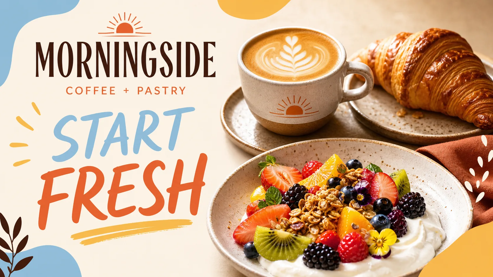 Morningside cafe coffee and pastry digital menu board