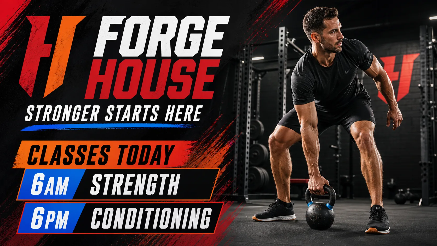 Forge House gym class schedule digital signage