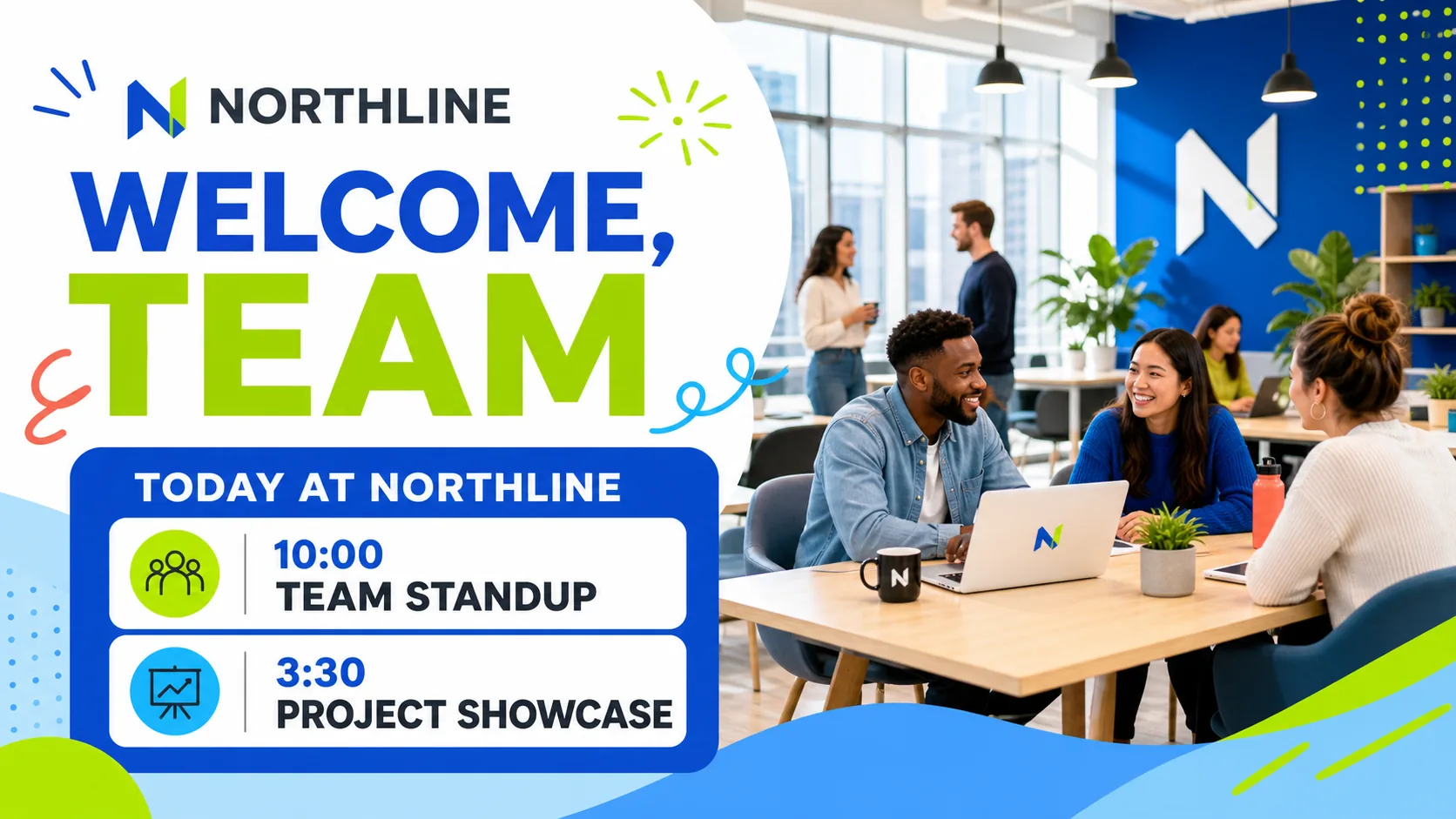 Northline office welcome and event schedule digital signage